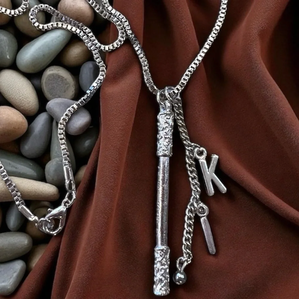 Dungeons and Dragons Monk necklace Monk staff and the initials KI DND jewelry